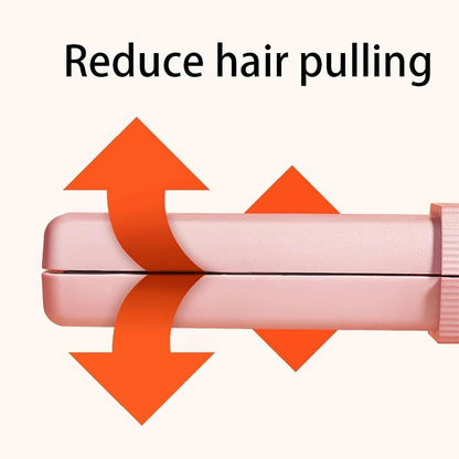 Cordless Hair Straightener, 2 in 1 Portable Mini Ceramic Flat Iron and Curler, USB-C Rechargeable Travel Straightener, Lock in Moisture & Shine, 3 Levels Adjustable (Pink)